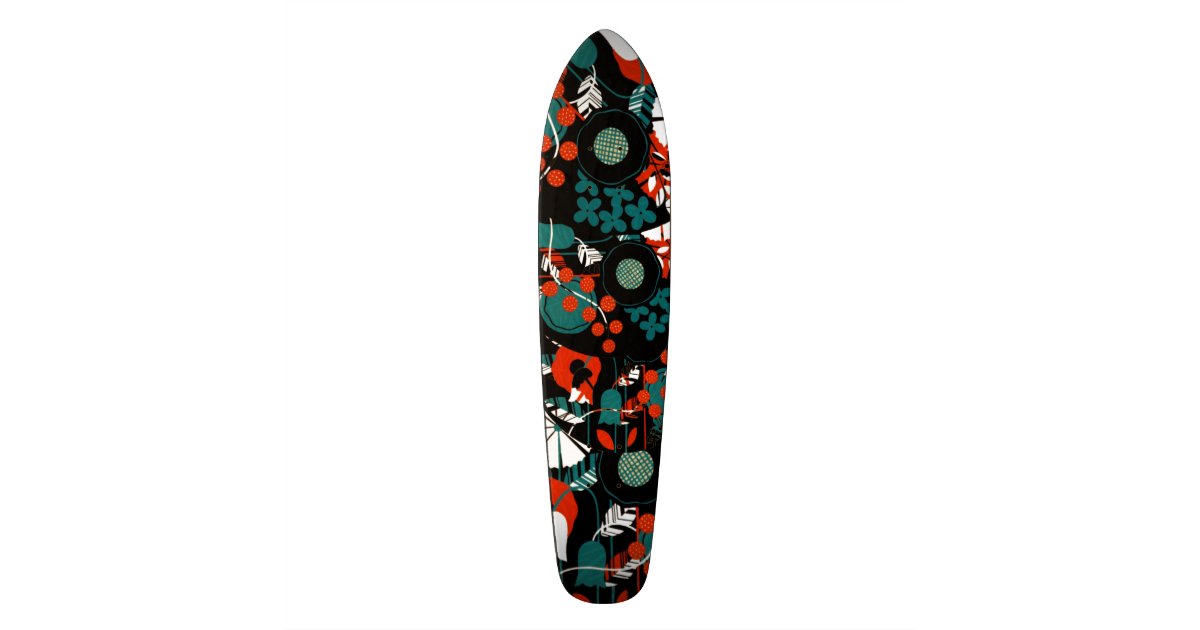 Abstract flower design Longboard Skateboard Zazzle