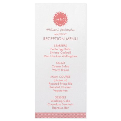 Abstract Flower Wedding Menu / Program Custom Rack Card by morning6