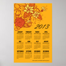 Abstract Flowers 2013 Calendar 18"x28" Print