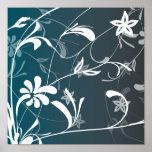 Abstract Flowers and Swirls Print