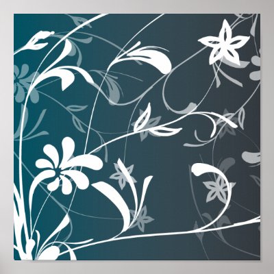Abstract Flowers and Swirls Print by jenniferl0921