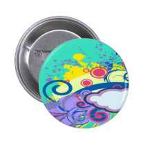 personalize, dooni designs, customize, abstract, splatter, swirls, colorful, clouds, sky, funky, retro, fun, swirly, bright, girly, Badges og Pin med brugerdefineret grafisk design