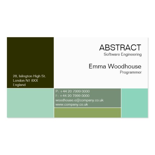 Abstract Forest Green & Aqua Business Card Templates