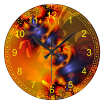 Abstract Fractal Orange Eyes Aglow wall clocks