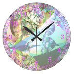 Abstract  Fractal Wings of Angels Amethyst Crystal Clocks