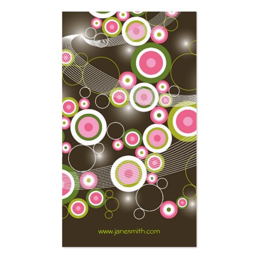 Abstract Fun Retro Funky Pink Circles Profile Card Business Card Templates (back side)