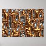 Abstract Futuristic City Metal-effect Art Poster