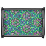 Abstract Geometric Floral Pattern Serving Tray