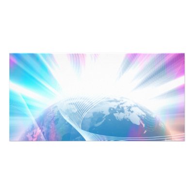 Abstract Glowing Earth Illustration Customized Photo Card by graficallyminded