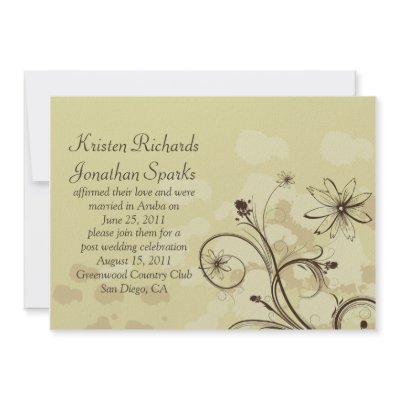 Abstract Golds and Brown Post Wedding Celebration Personalized Invitations by dmboyce