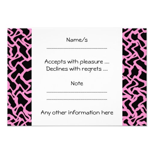 Abstract Graphic Pattern Black and Bright Pink. Personalized Announcements