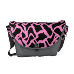 Abstract Graphic Pattern Black and Bright Pink. Messenger Bags
