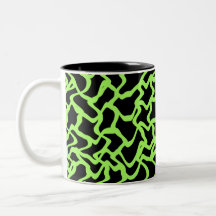 Abstract Graphic Pattern Black and Lime Green. Coffee Mugs