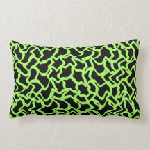 Abstract Graphic Pattern Black and Lime Green. Throw Pillows