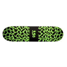 Abstract Graphic Pattern Black and Lime Green. Skate Deck