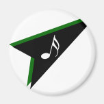 Abstract Green And Black Musical Note Magnets