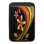 Abstract Green and Orange Flowers on Black Macbook Air Sleeve