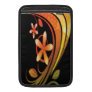 Abstract Green and Orange Flowers on Black Macbook Air Sleeve