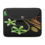 Abstract Green and Orange Flowers on Black Sleeve For Macbook Pro