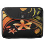 Abstract Green and Orange Flowers on Black Sleeves For Macbooks