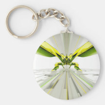 Abstract Green and Yellow Shapes Key Chains