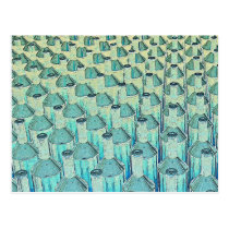 Abstract Green Glass Bottles postcards