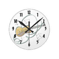 abstract guitar notes music.png round wall clocks