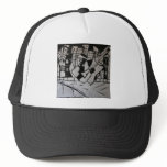 ABSTRACT GUITARIST BLACK WHITE HAT