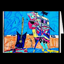 ABSTRACT GUITARIST DRAWING cards