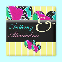 Abstract Hearts & Stripes magnets