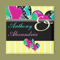 Abstract Hearts & Stripes magnets