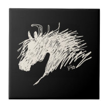 Abstract Horse Head art Ceramic Tile