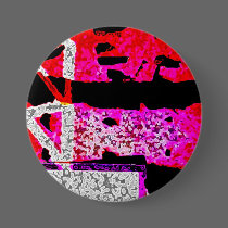 Abstract in red, black, & purple buttons