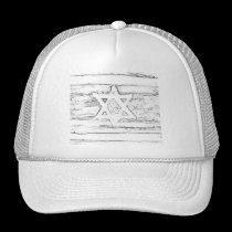 abstract israel black and white hats