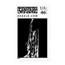 Abstract Jazz Trumpet Silhouette Stamps