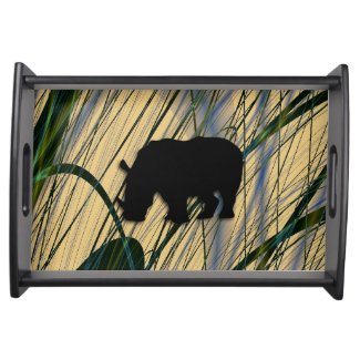 Abstract Jungle Rhinoceros Serving Tray