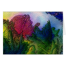 Abstract Landscape in Watercolors - Foggy Sunrise Cards