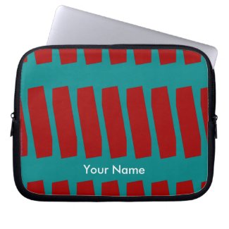 Abstract Laptop Computer Sleeve, Turquoise & Brick