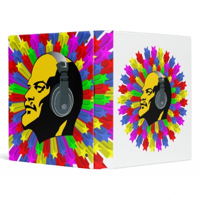 Abstract Lenin Head in Star Circle Vinyl Binder by NewWorldOrderDesigns