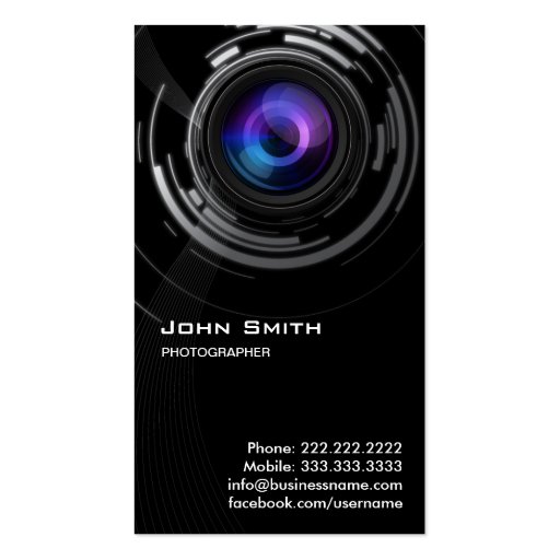 Abstract Lens Swirl Photographer Business Card (front side)