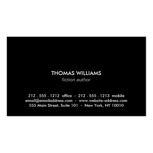 Abstract Letterforms for Authors and Writers Business Cards (back side)
