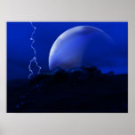 Abstract Lightning on blue planet Print