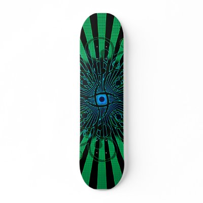 Abstract Lines and Spirals: Custom Skateboard by spiritswitchboard
