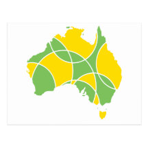 Abstract map of Australia postcard
