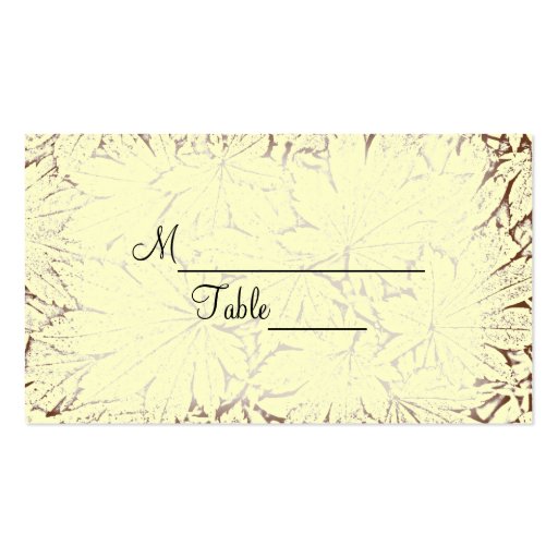 Abstract Maple Leaves Wedding Place Card Business Card (front side)