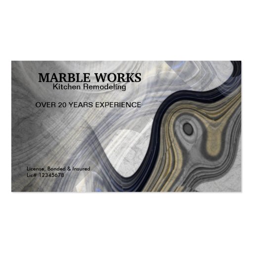 Abstract Marble Kitchen Remodeling Service Business Card (front side)