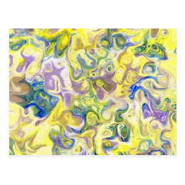 Abstract Marbled Purple Yellow Blue Design Postcard