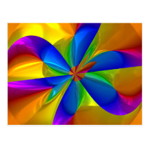 Abstract Metallic Flower Rainbow Color Swirl Postcards