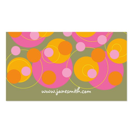 Abstract Mod Art Retro Fun Pink Dots Profile Card Business Card Templates (back side)