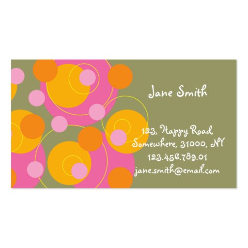 Abstract Mod Art Retro Fun Pink Dots Profile Card Business Card Templates (front side)